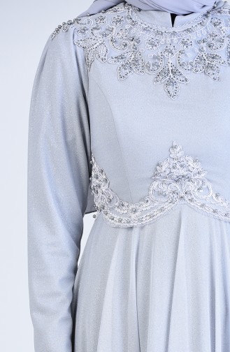 Grau Hijab-Abendkleider 1551-04
