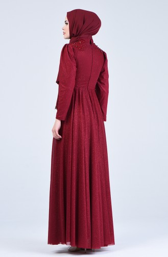 Weinrot Hijab-Abendkleider 1551-05