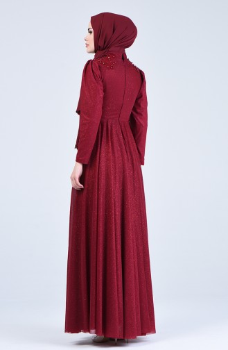 Silvery Evening Dress 1551-05 Burgundy 1551-05