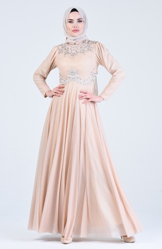 Silvery Evening Dress 1551-06 Beige 1551-06