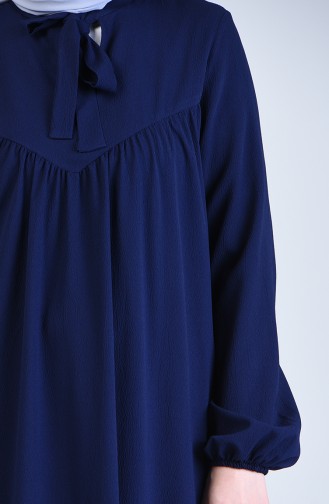 Navy Blue Hijab Dress 1384-03