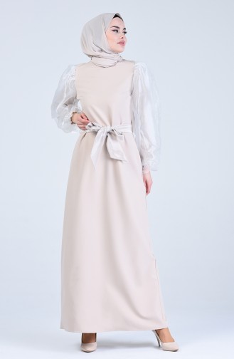 Tüll Kleid mit Band  60119-01 Beige 60119-01