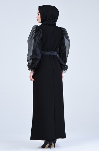 Organza Tulle Belted Dress 60119-02 Black 60119-02