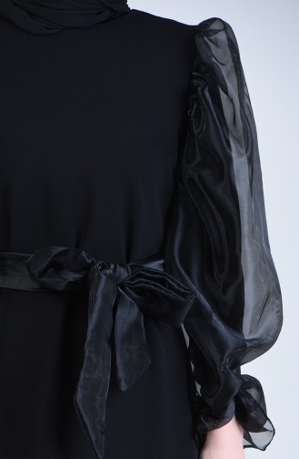 Organza Tulle Belted Dress 60119-02 Black 60119-02