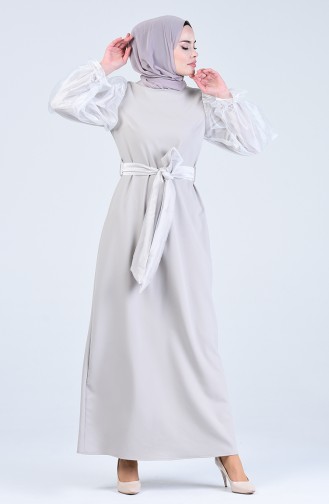 Tüll Kleid mit Band   60119-06 Grau Weiss 60119-06