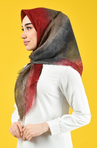Desenli Flamlı Eşarp 2471-11 Koyu Pembe