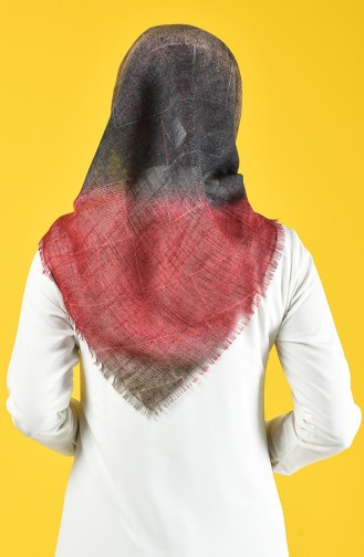 Desenli Flamlı Eşarp 2471-11 Koyu Pembe
