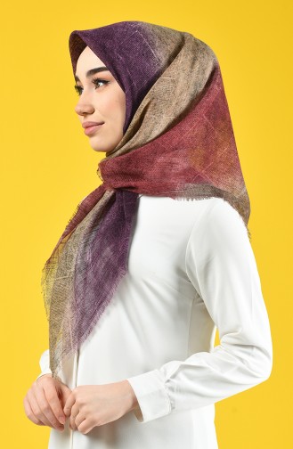 Desenli Flamlı Eşarp 2471-13 Açık Vizon