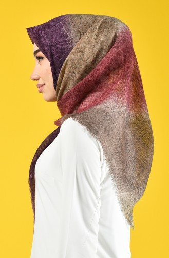 Desenli Flamlı Eşarp 2471-13 Açık Vizon
