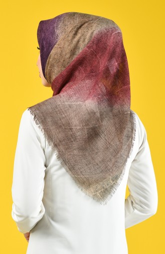 Desenli Flamlı Eşarp 2471-13 Açık Vizon