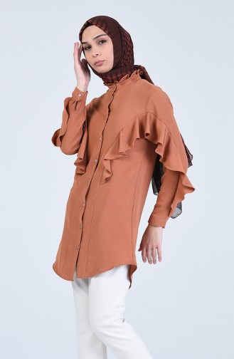 Tobacco Brown Overhemdblouse 1432-04