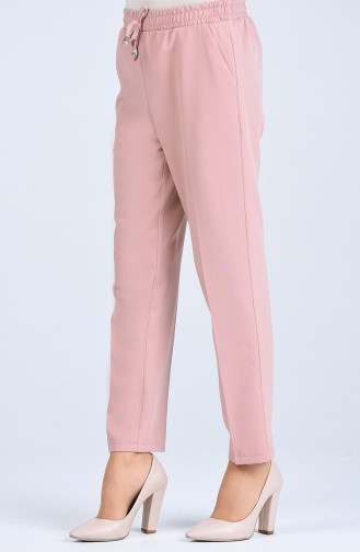 Straight Leg Pants with Elastic waist 4088-07 Powder 4088-07