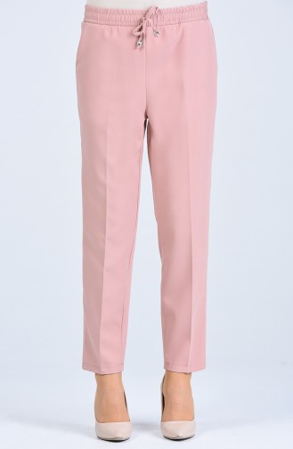 Straight Leg Pants with Elastic waist 4088-07 Powder 4088-07