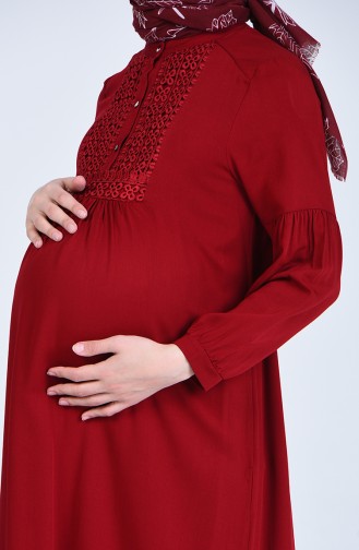 Viscose Guipure Pregnancy Dress 8642-01 Burgundy 8642-01
