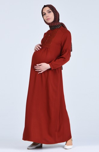Viscose Guipure Pregnancy Dress 8642-02 Red Tile 8642-02