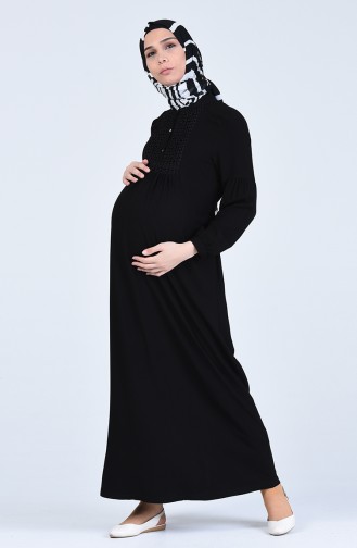 Viscose Guipure Pregnancy Dress 8642-03 Black 8642-03