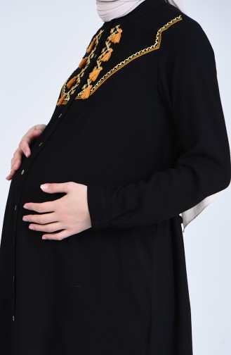 Viskon Nakışlı Hamile Tunik 8613-05 Siyah