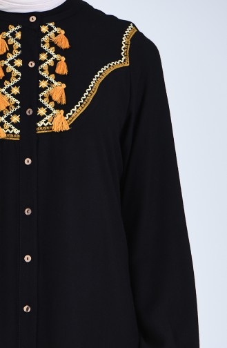Viskon Nakışlı Hamile Tunik 8613-05 Siyah