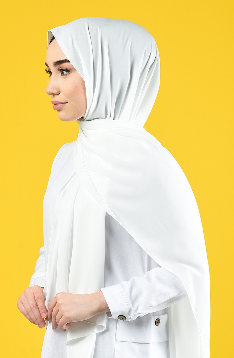 شال كريب سادة لون ابيض 26070-01