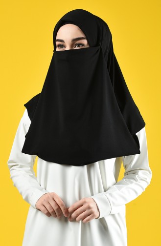 Sefamerve Hijab Gesichtsabdeckung Schal 1100-06 Schwarz 1100-06