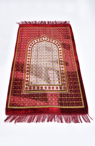 Patterned Velvet Prayer Rug 901618-01 Claret Red 901618-01