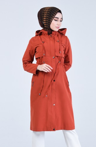 Trenchcoat mit Kapuze 6093-08 Ziegelrot 6093-08