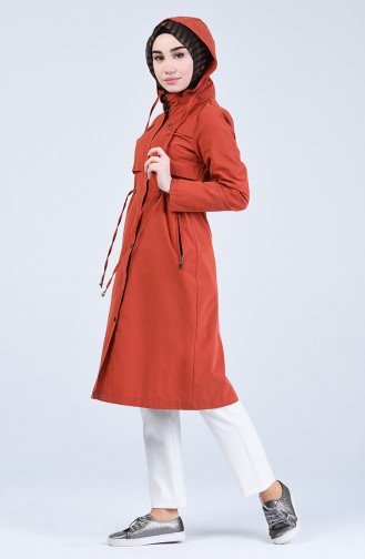 Trenchcoat mit Kapuze 6093-08 Ziegelrot 6093-08