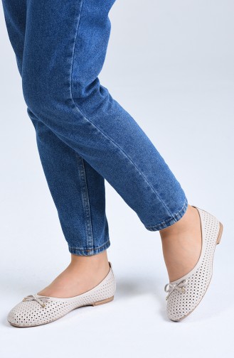 Cream Woman Flat Shoe 96502-2