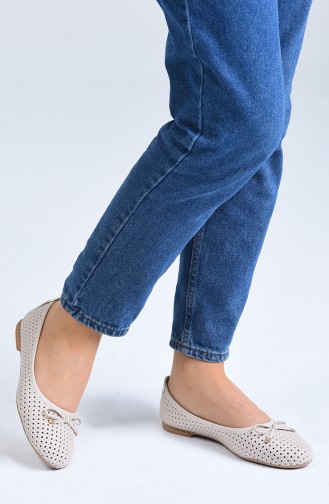 Cream Woman Flat Shoe 96502-2