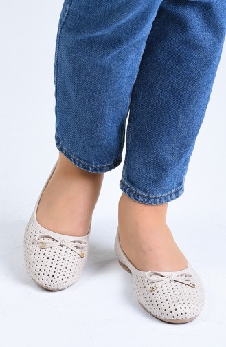 Cream Women`s Flats 96502-2