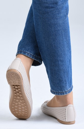 Cream Woman Flat Shoe 96502-2