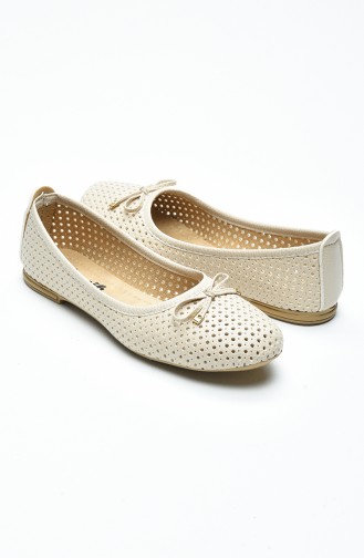 Cream Women`s Flats 96502-2