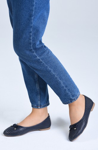 Women s Flat Shoes 96504-4 Navy Blue 96504-4