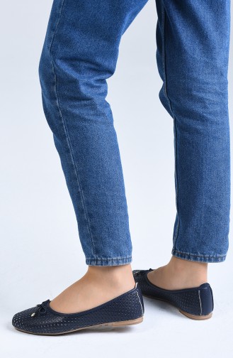 Women s Flat Shoes 96504-4 Navy Blue 96504-4