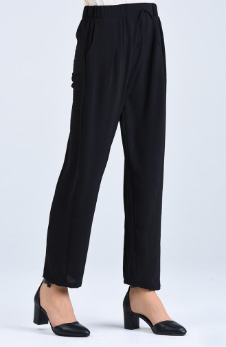 Aerobin Fabric waist Elastic Pants 4091-01 Black 4091-01