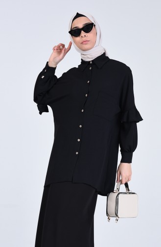 Asymmetric Tunic with Pocket 1433-03 Black 1433-03