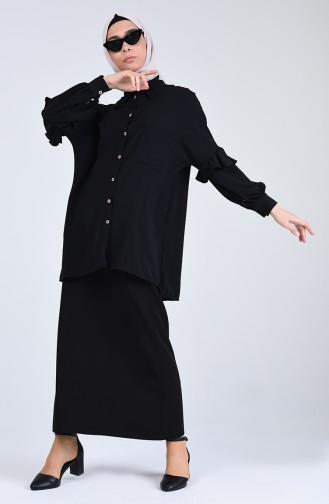 Asymmetric Tunic with Pocket 1433-03 Black 1433-03