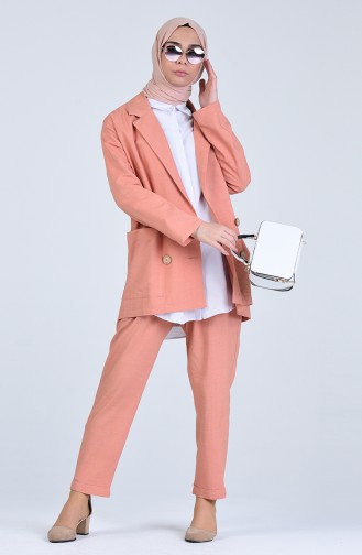 Double Breasted Collar Jacket Trousers Double Suit 1703-02 Light Pink 1703-02