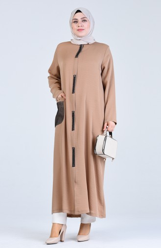 Grösse Grosse Hijab Mantel mit Tasche 0413-01 Camel 0413-01