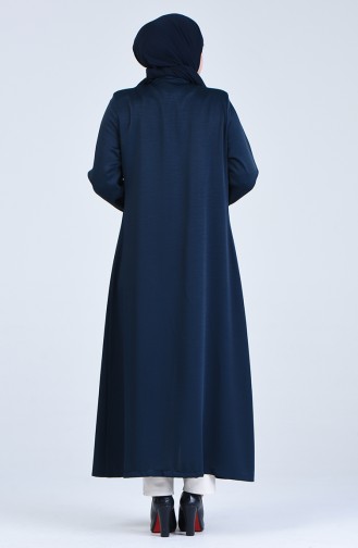 Grösse Grosse Hijab Mantel mit Tasche  0413-03 Dunkelblau 0413-03