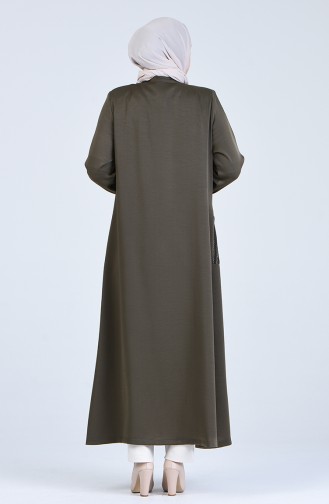 Grösse Grosse Hijab Mantel mit Tasche  0413-04 Khaki 0413-04