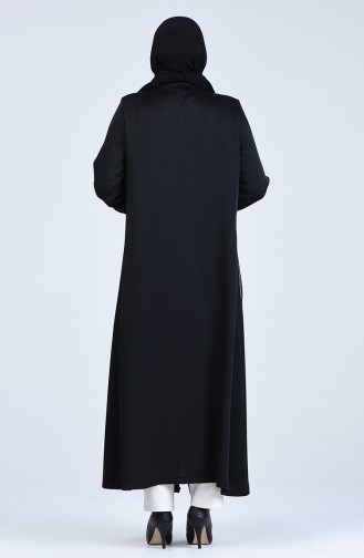 معطف طويل بتصميم جيوب ومقاس كبير لون أسود 0413-05