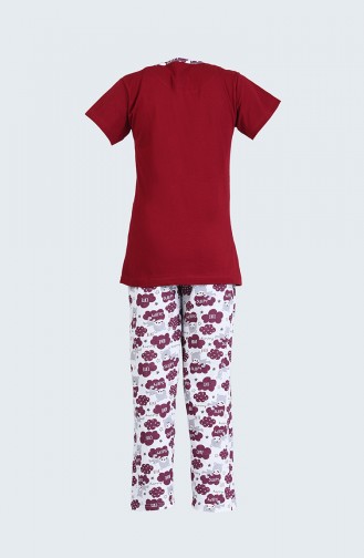 Kısa Kol Pijama Takım 2150-01 Bordo
