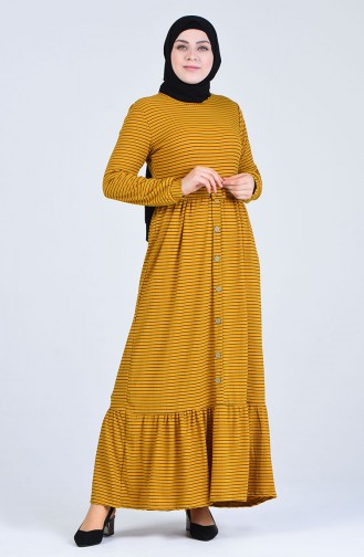 Senf Hijab Kleider 8054A-06