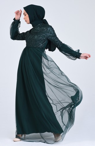 Emerald Green Hijab Evening Dress 5239-06