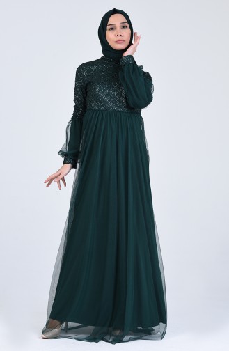 Emerald Green Hijab Evening Dress 5239-06