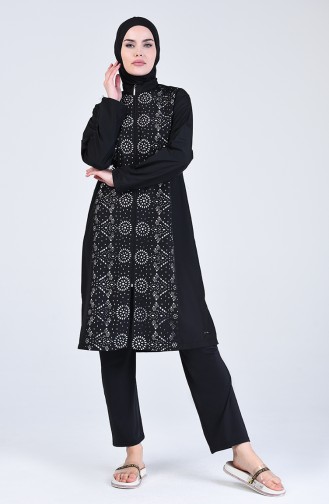 Schwarz Hijab Badeanzug 20150-01