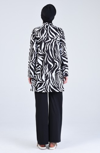 Zebra Desenli Tesettür Mayo 20157-01 Siyah
