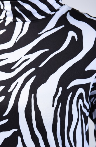 Zebra Desenli Tesettür Mayo 20157-01 Siyah