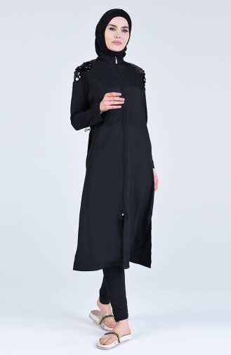 Schwarz Hijab Badeanzug 20200-02